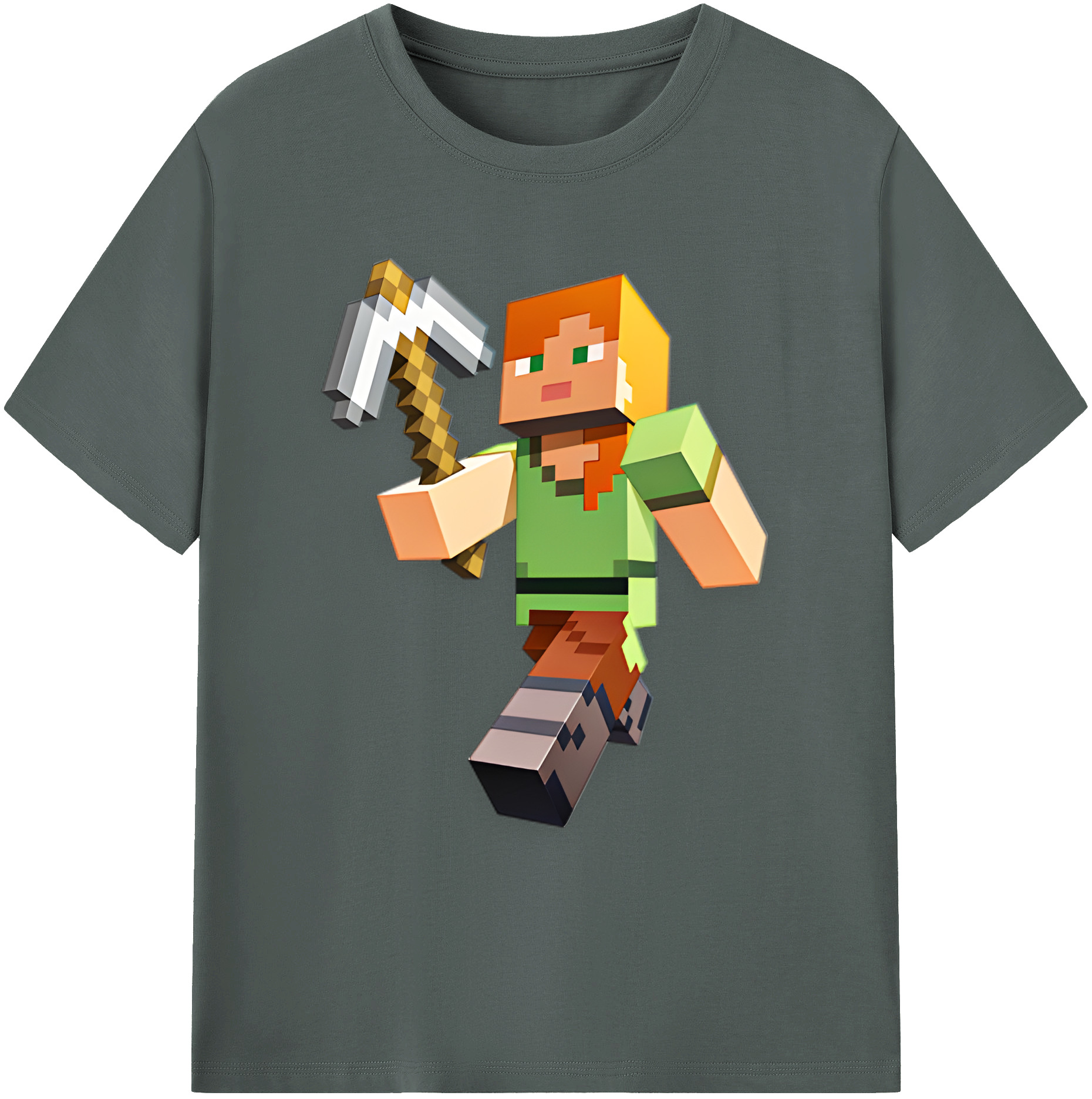 （画像用） マインクラフト ブロックの世界 Minecraft MC Block world 綿100％ メンズ半袖Tシャツ｜肌触りやわらか＆通気性